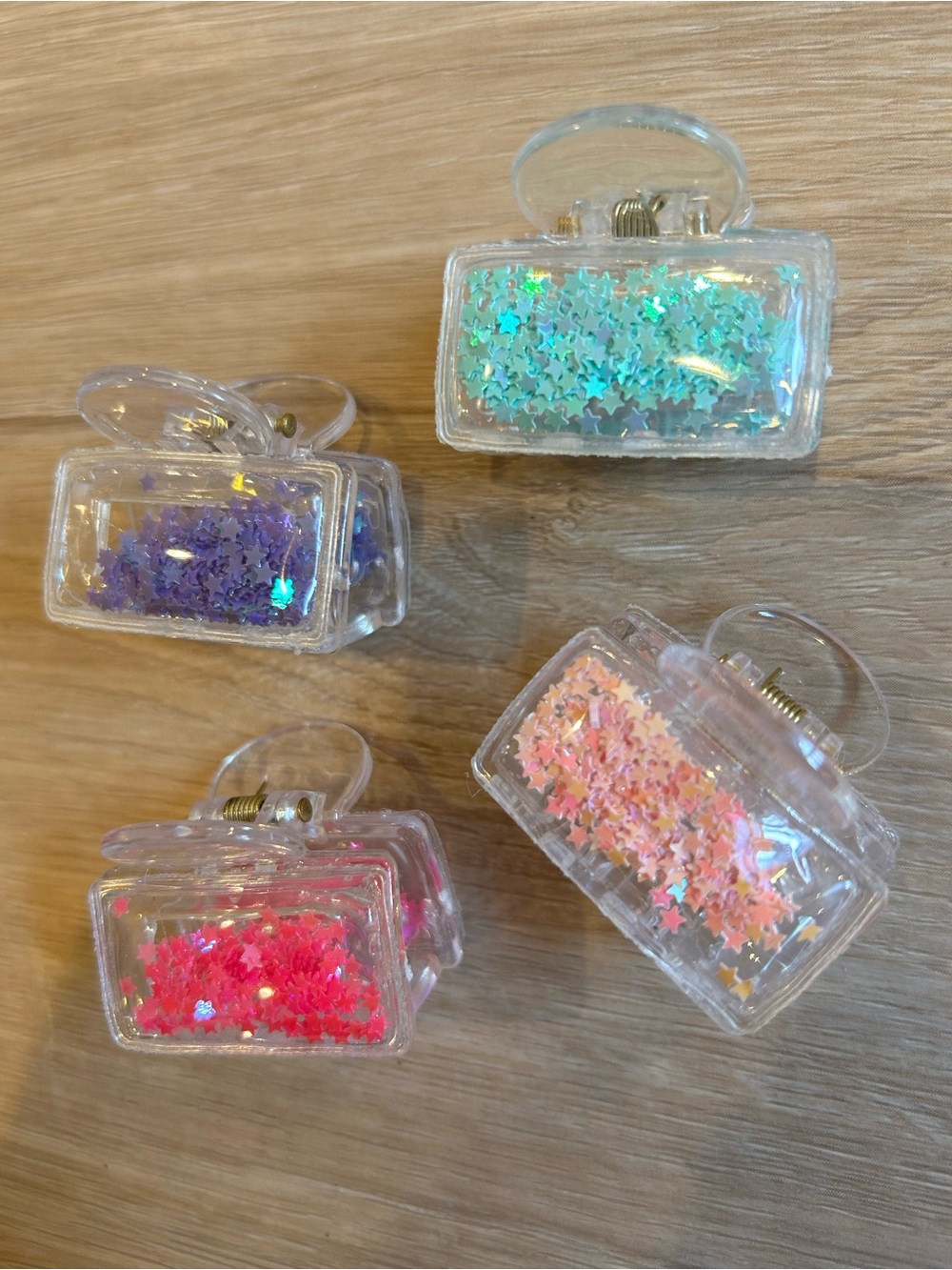 Clear Star Glitter Hair Clips - 4 Pack